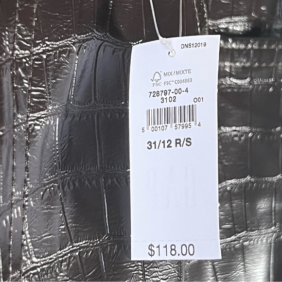 GAP High Rise Vegan Croc Leather Cheeky Straight Pants Size 31 Brown NWT - Picture 10 of 15